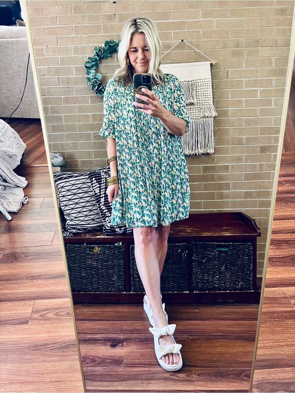 MELLODAY Floral Mini Dress in Green, Yellow, Pink